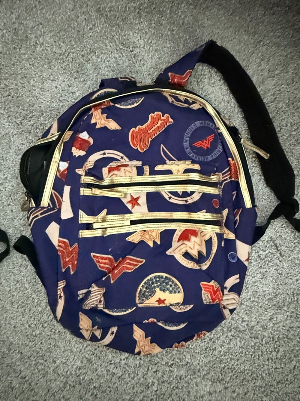 Backpack Wonder Woman Multi-Compartment Gold Red Blue full size